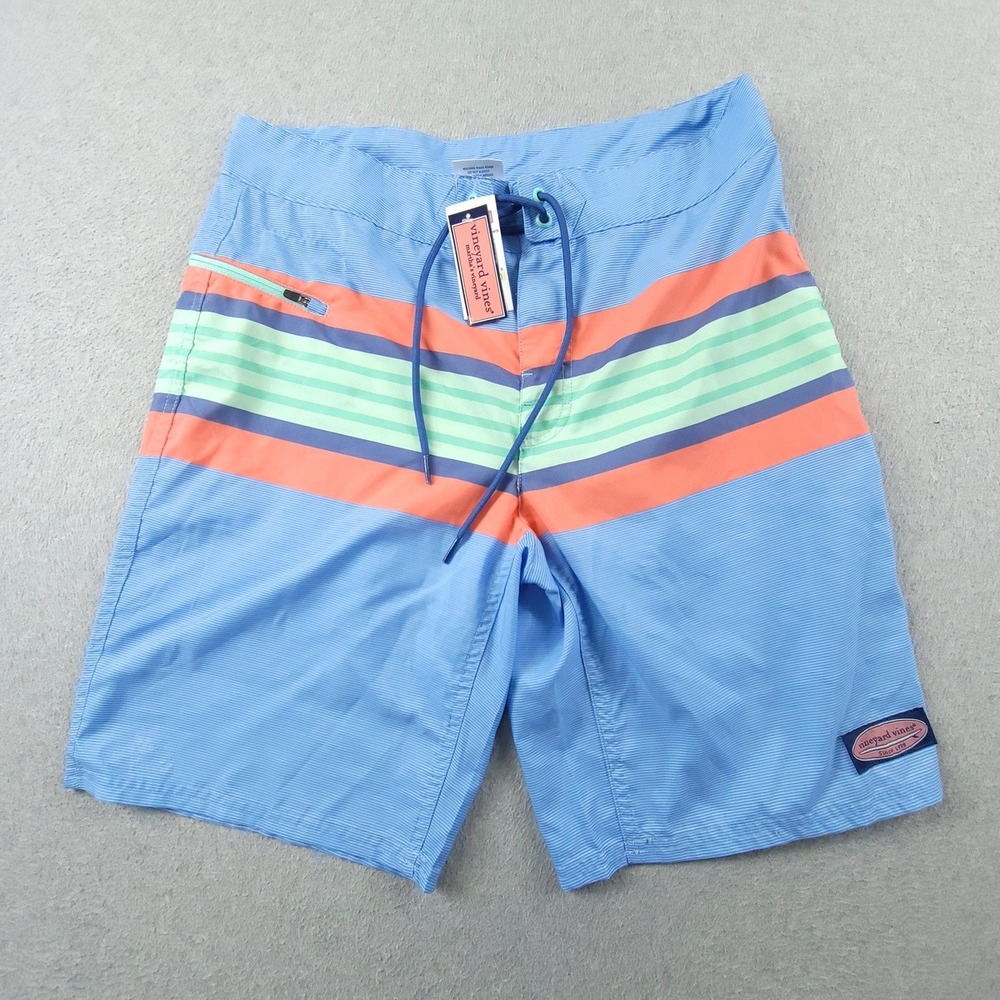 Vineyard Vines Board Shorts Mens 30 Resort Striped Mai Tai Blue 1M001253